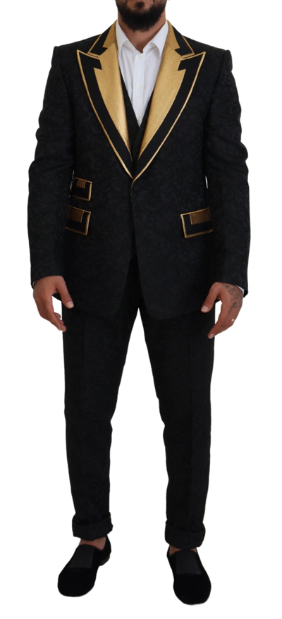 Shop Dolce & Gabbana Black Gold Fantasy Tuxedo Slim Fit Suit