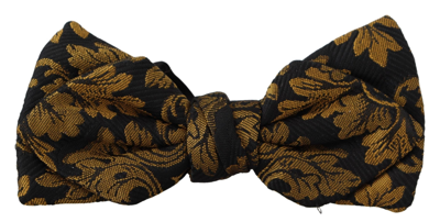 Shop Dolce & Gabbana Black Gold Flower Adjustable Neck Papillon Bow Tie