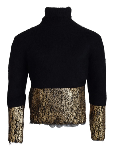 Dolce & Gabbana Black Gold Turtleneck Mohair Pullover S Sweater In Black
