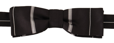 Shop Dolce & Gabbana Black Grey Lining 100% Silk Neck Papillon Tie