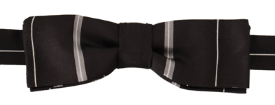 Dolce & Gabbana Black Grey Lining 100% Silk Neck Papillon Tie In Grey