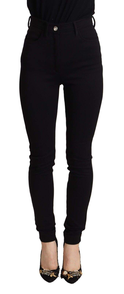 Shop Dolce & Gabbana Black High Waist Skinny Slim Fit Pants