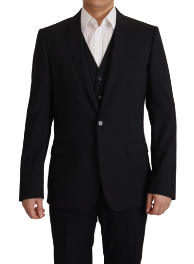 Dolce & Gabbana Black Jacket Vest 2 Piece Martini Blazer In Black