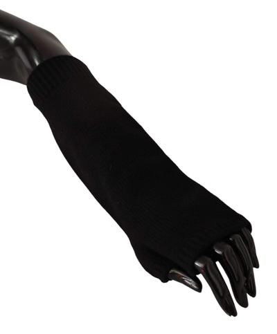 Shop Dolce & Gabbana Black Knitted Fingerless Elbow Length Gloves