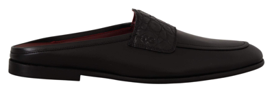 Shop Dolce & Gabbana Black Leather Cai Sandals Slides Slip Shoes