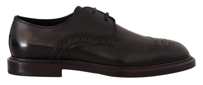 Dolce & Gabbana Black Leather Oxford Wingtip Formal Derby Shoes