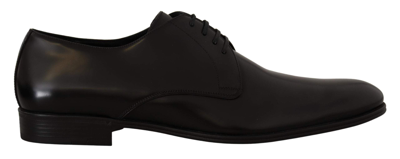 Dolce & Gabbana Black Leather Lace Up Mens Formal Derby Shoes In Black