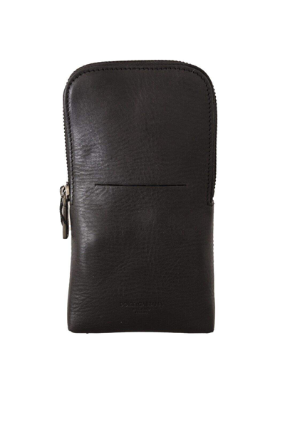 Shop Dolce & Gabbana Black Leather Purse Double Belt Strap Multi Kit Wallet