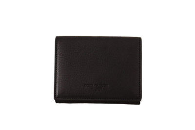 Shop Dolce & Gabbana Black Leather Trifold Purse Belt Strap Multi Kit Wallet