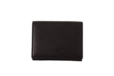 Dolce & Gabbana Black Leather Trifold Purse Belt Strap Multi Kit Wallet In Black