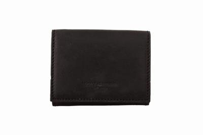 Shop Dolce & Gabbana Black Leather Trifold Purse Belt Strap Multi Kit Wallet