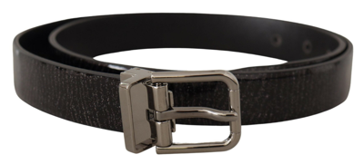 Shop Dolce & Gabbana Black Leather Vernice Metal Buckle Belt