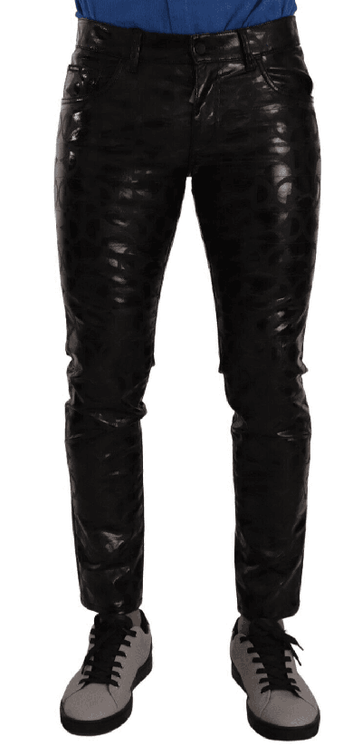 Shop Dolce & Gabbana Black Logo Cotton Stretch Skinny Pants
