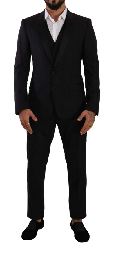 Shop Dolce & Gabbana Black Martini Single Breasted 3 Piece Suit