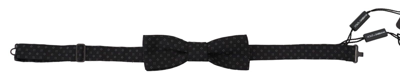 Dolce & Gabbana Black Pattern Silk Adjustable Neck Papillon Bow Tie In Black