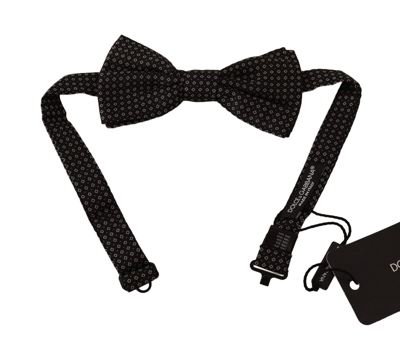 Shop Dolce & Gabbana Black Patterned Adjustable Neck Papillon Bow Tie