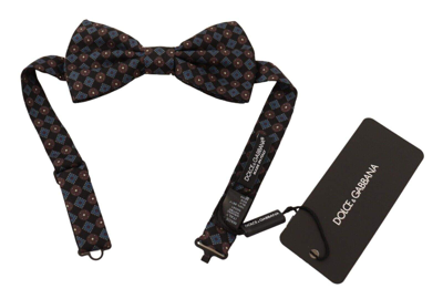 Shop Dolce & Gabbana Black Patterned Silk Adjustable Neck Papillon Bow Tie