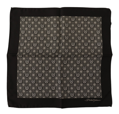 Shop Dolce & Gabbana Black Patterned Dg Logo Square Handkerchief Scarf