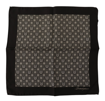 Dolce & Gabbana Black Geometric Patterned Square Handkerchief Scarf In Black