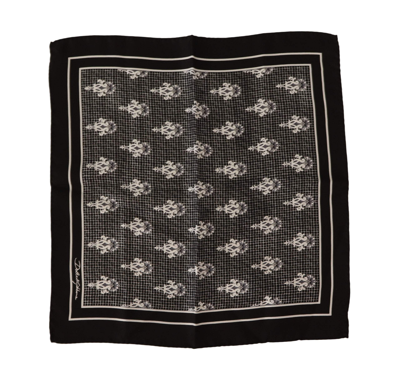 Shop Dolce & Gabbana Black Patterned Square  Handkerchief Scarf