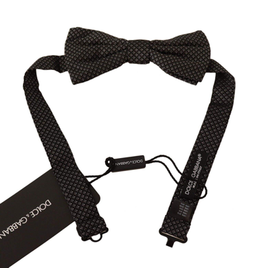 Shop Dolce & Gabbana Black Patterned Silk Adjustable Neck Papillon Bow Tie
