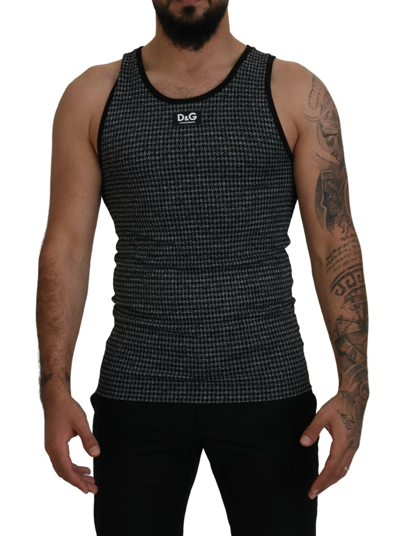 Shop Dolce & Gabbana Black Plaid Sleeveless Mens Casual T-shirt