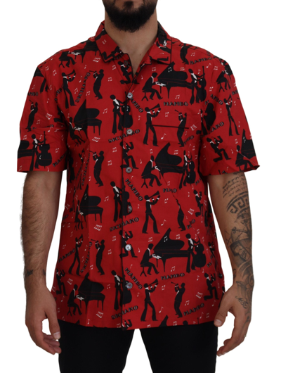 Shop Dolce & Gabbana Black Red Jazz Cotton Casual Shirt
