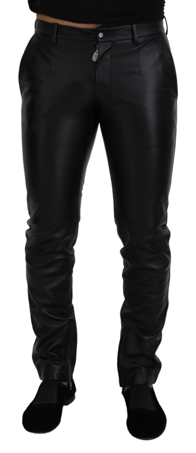 Dolce & Gabbana Black Shiny Stretch Skinny Pants In Black