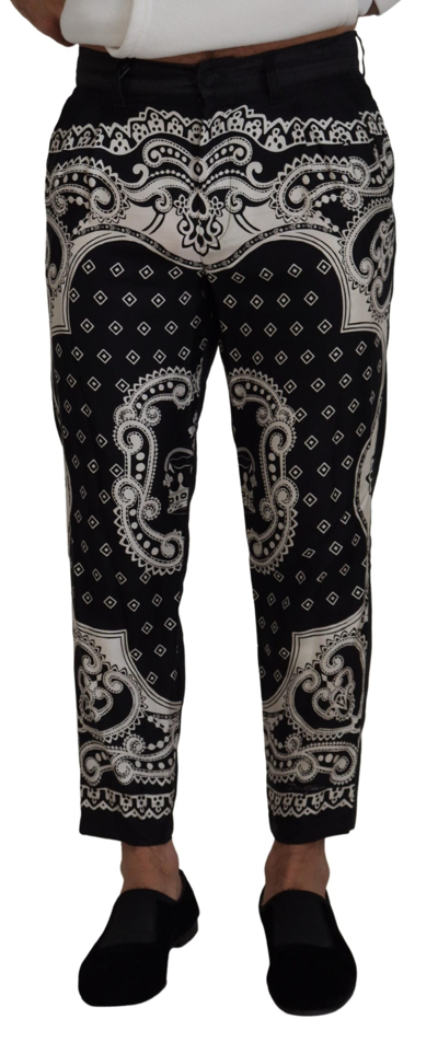 Shop Dolce & Gabbana Black Silk Bandana Print Pants