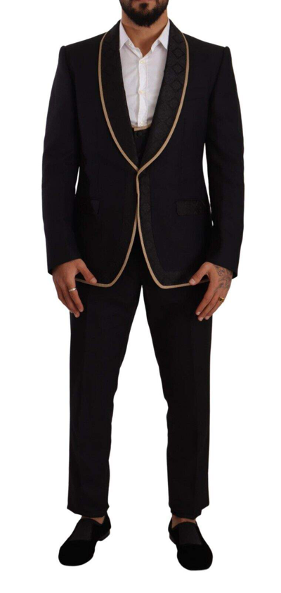Shop Dolce & Gabbana Black Sicilia Single Breasted 3 Piece Suit