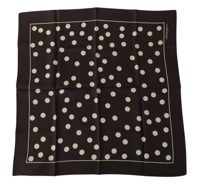 Shop Dolce & Gabbana Black Silk Dotted Square Bandana Handkerchief Scarf