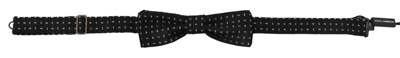 Dolce & Gabbana Black Silk Patterned Neck Papillon Accessory Bow Tie In Black