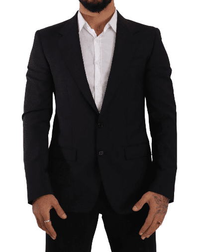Dolce & Gabbana Black Slim Fit Vest 2 Button Martini Blazer In Black
