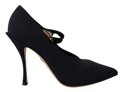 Shop Dolce & Gabbana Black Socks Stretch Crystal Pumps Shoes