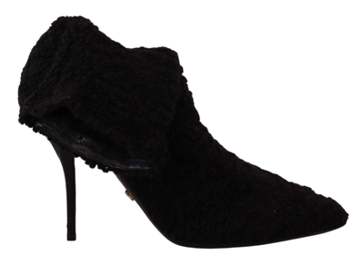 Shop Dolce & Gabbana Black Stiletto Heels Mid Calf  Boots