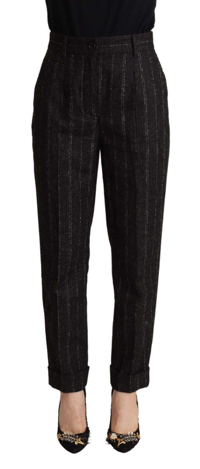 Shop Dolce & Gabbana Black Striped High Waist Tapered Pants