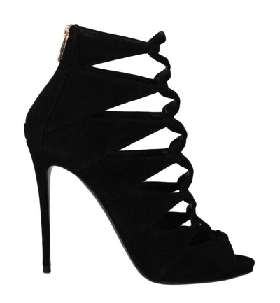 Shop Dolce & Gabbana Black Suede Ankle Strap Sandals Boot