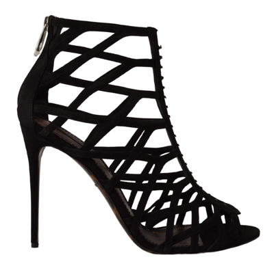 Shop Dolce & Gabbana Black Suede Stiletto Heels Bette Sandals