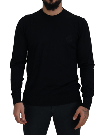 Shop Dolce & Gabbana Black Virgin Wool Crewneck Pullover  Sweater