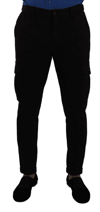 Shop Dolce & Gabbana Black Viscose Skinny Cargo Trouser Pants