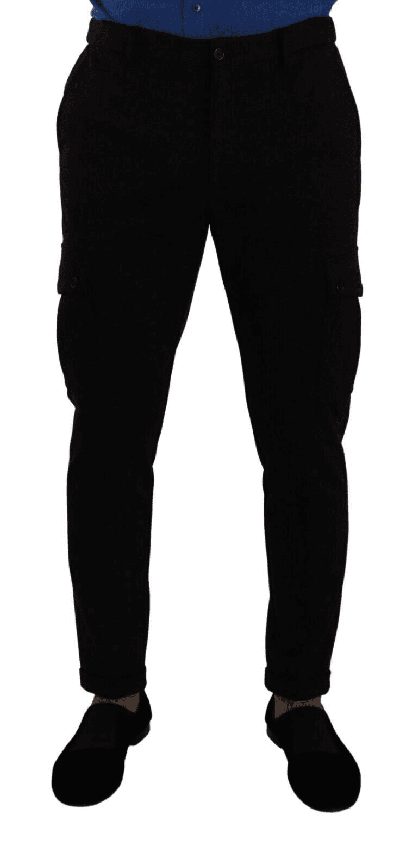 Dolce & Gabbana Black Viscose Skinny Cargo Trouser Pants In Black
