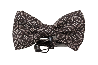 Shop Dolce & Gabbana Black White 100% Silk Adjustable Neck Papillon Tie
