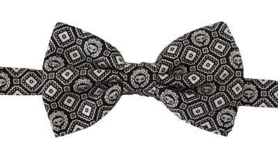 Shop Dolce & Gabbana Black White 100% Silk Adjustable Neck Papillon Tie