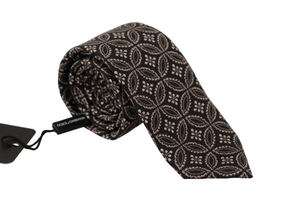 Shop Dolce & Gabbana Black White Fantasy Print Silk Adjustable Accessory Tie