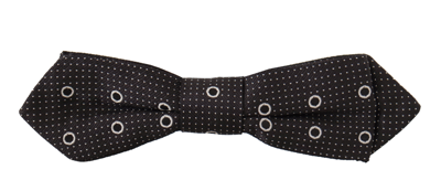 Dolce & Gabbana Black White Polka Dot 100% Silk Neck Papillon Tie In Black