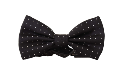 Shop Dolce & Gabbana Black White Polka Dot 100% Silk Neck Papillon Tie