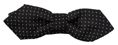 Shop Dolce & Gabbana Black White Polka Dot Adjustable Neck Papillon Bow Tie