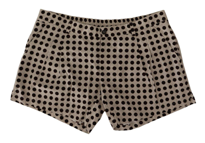 Shop Dolce & Gabbana Black White Polka Dots Cotton Linen Shorts In Black And White