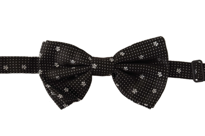 Shop Dolce & Gabbana Black White Polka Dots Silk Neck Papillon Tie
