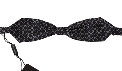 Shop Dolce & Gabbana Black White Round 100% Silk Neck Papillon  Tie